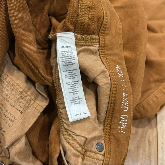 Duer Golden Brown No Sweat Relaxed Taper Fit Casual Pants - Men’s Size 34 x 32 - Picture 5 of 11